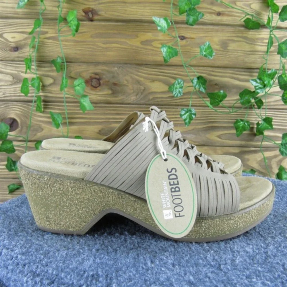 White Mountain Women's Crete Slide Taupe Synthetic Sz 9 Medium Gently‎ Used 2025